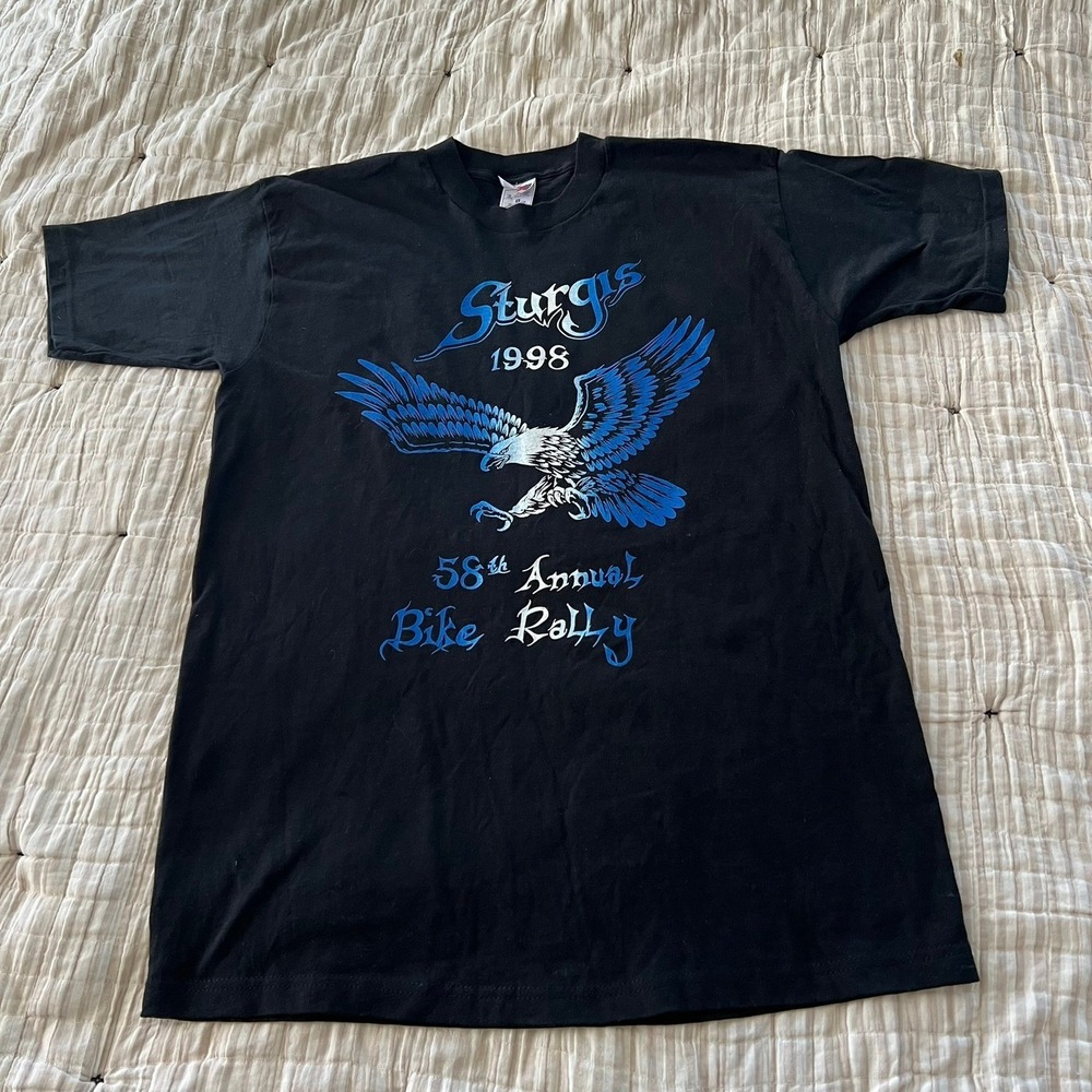 Vintage Sturgis 1998 58th Annual Bike Rally T Shirt Black Mens L Bikercore Moto